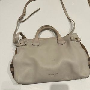 Authentic Burberry leather handbag. Haymarket plaid. Used